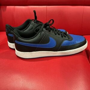 Nike Black and Royal Blue Low-Top Court Visions
